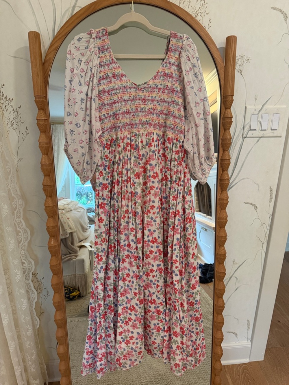 LoveShackFancy Pink Floral Smocked Maxi Dress - Picture 2 of 5